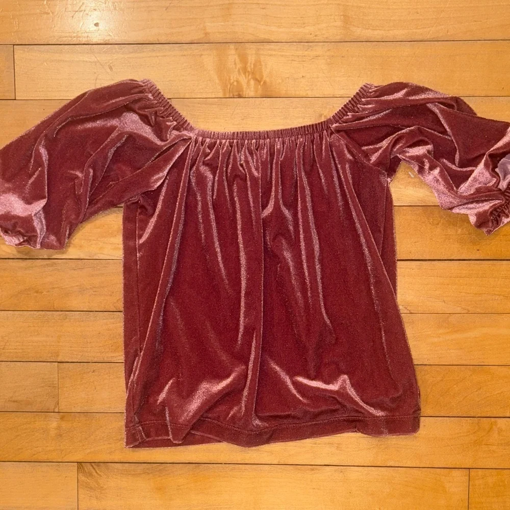 Pink Velvet Puff Sleeve Blouse girls size 8 old navy